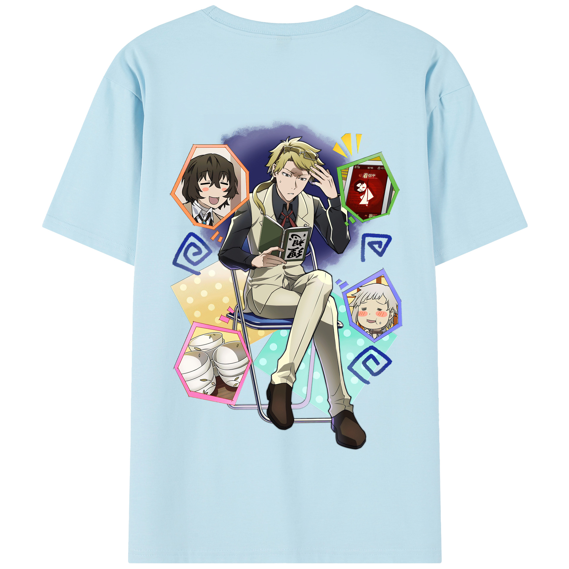 （画像用） 文豪ストレイドッグス Bungo Stray Dogs 綿100％半袖Tシャツ（背面プリント）